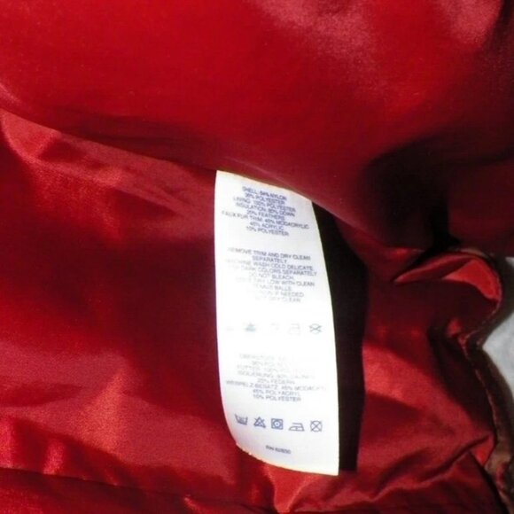 Women's XS 2-4 Lands' End Shimmer Down Coat Puffer Burgundy Orange Hood - Picture 14 of 16